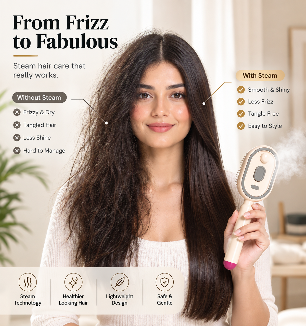 VEYZO AIR COMB HAIR STRAIGHTENER AND HAIR MOISTURIZER