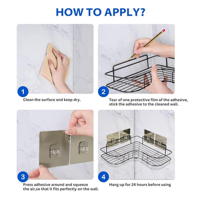 VEYZO BATHROOM CORNER SHELF WITH STACKABLE MOUNTS