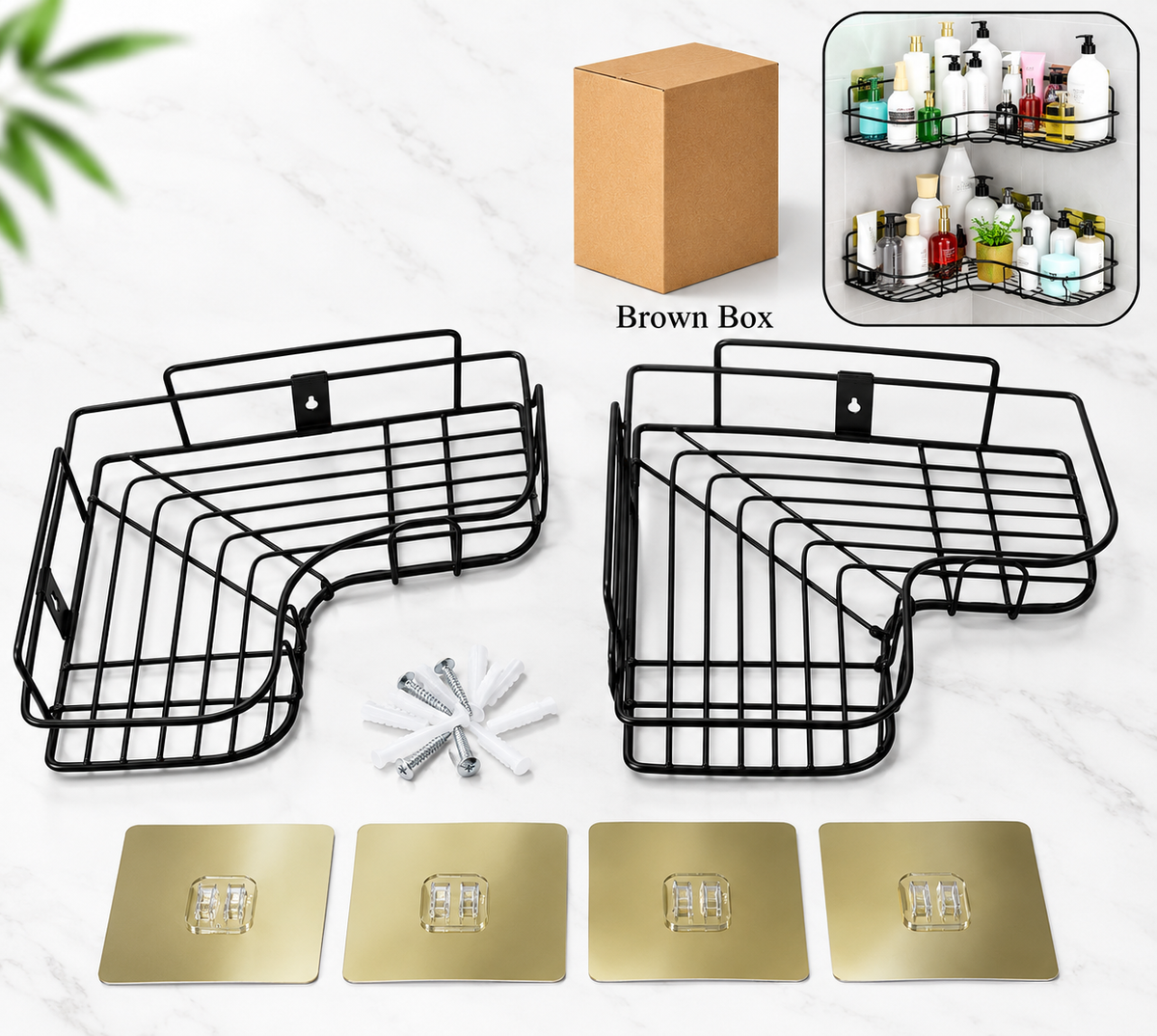 VEYZO BATHROOM CORNER SHELF WITH STACKABLE MOUNTS