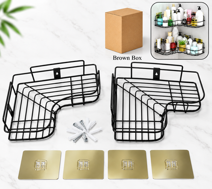 VEYZO BATHROOM CORNER SHELF WITH STACKABLE MOUNTS